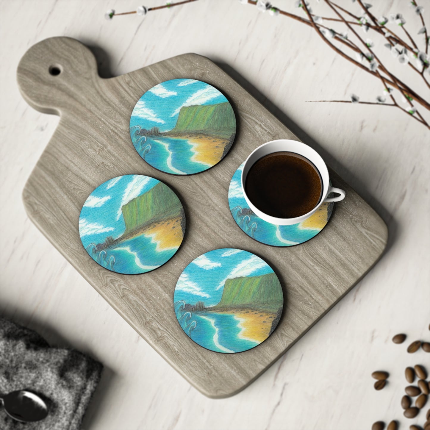 Hawaii Cork Coasters - Hamoa Bay