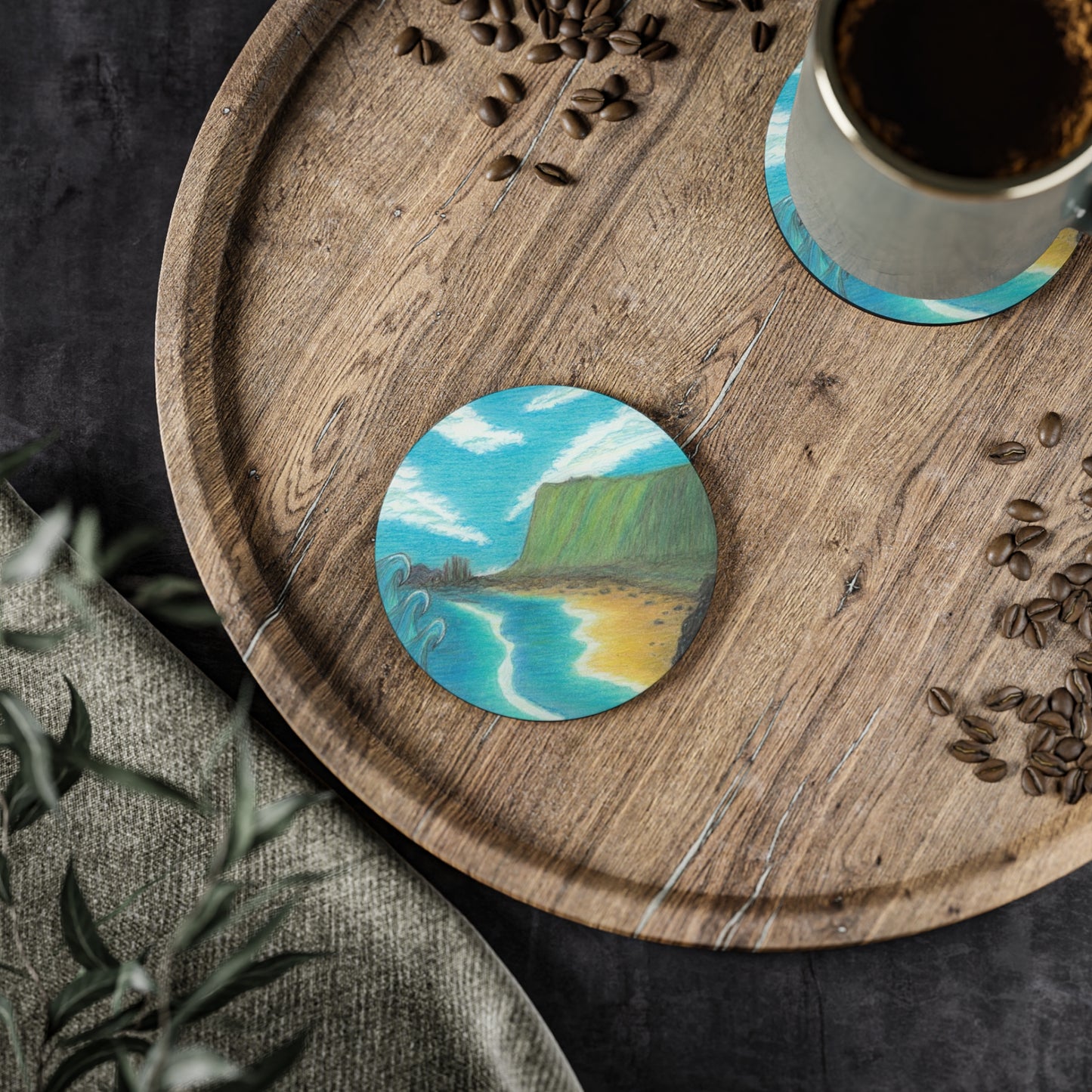 Hawaii Cork Coasters - Hamoa Bay