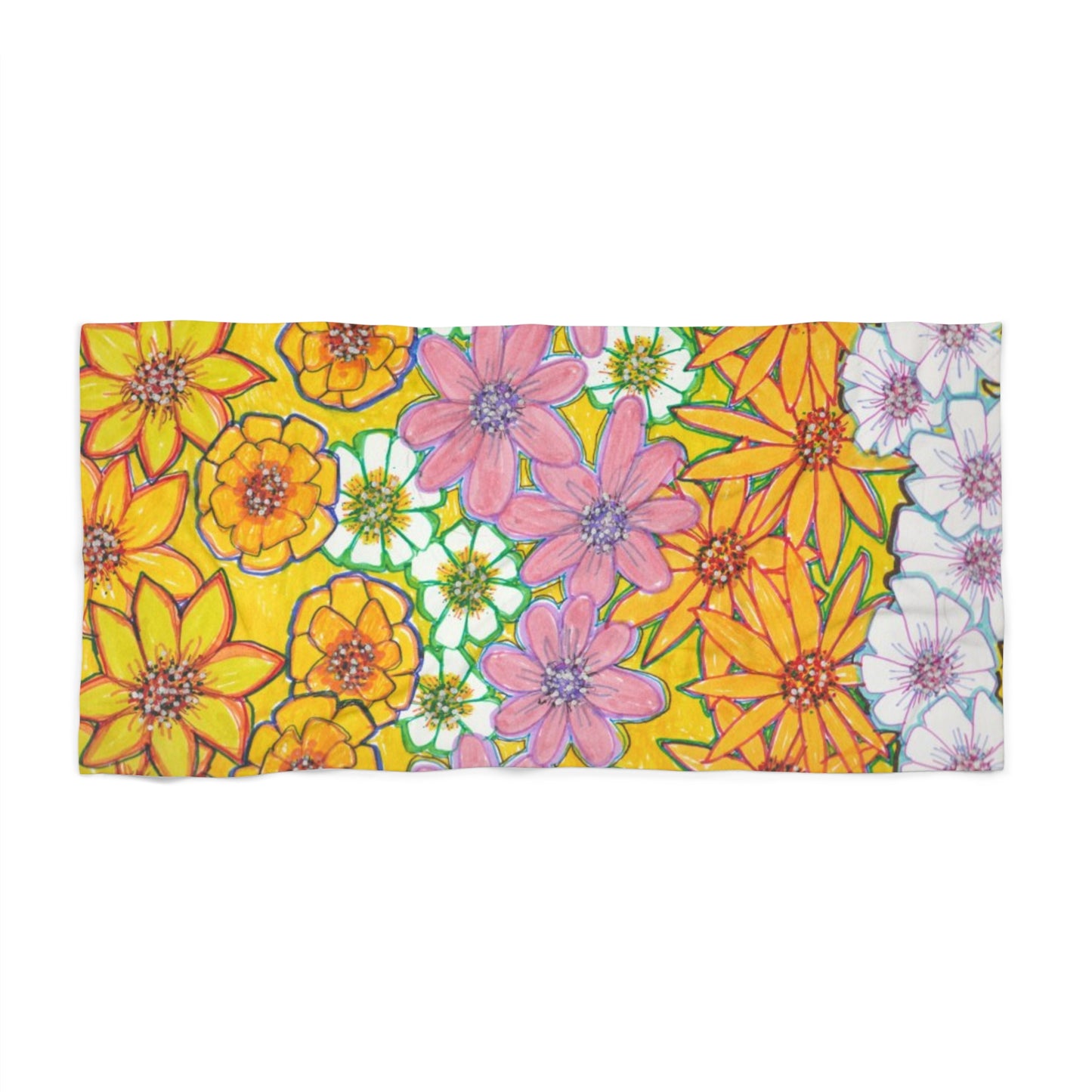 Flower Power Beach Towel