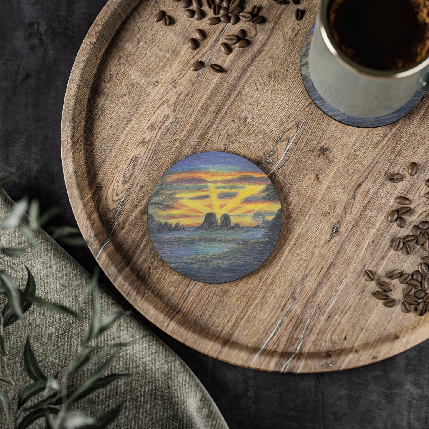 Hawaii Cork Coasters - The Lovers of Kahali'i