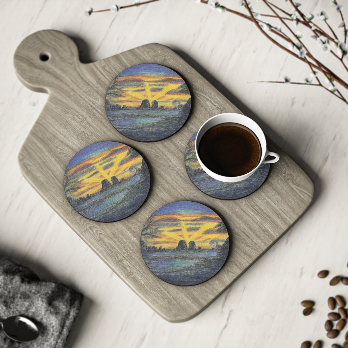 Hawaii Cork Coasters - The Lovers of Kahali'i